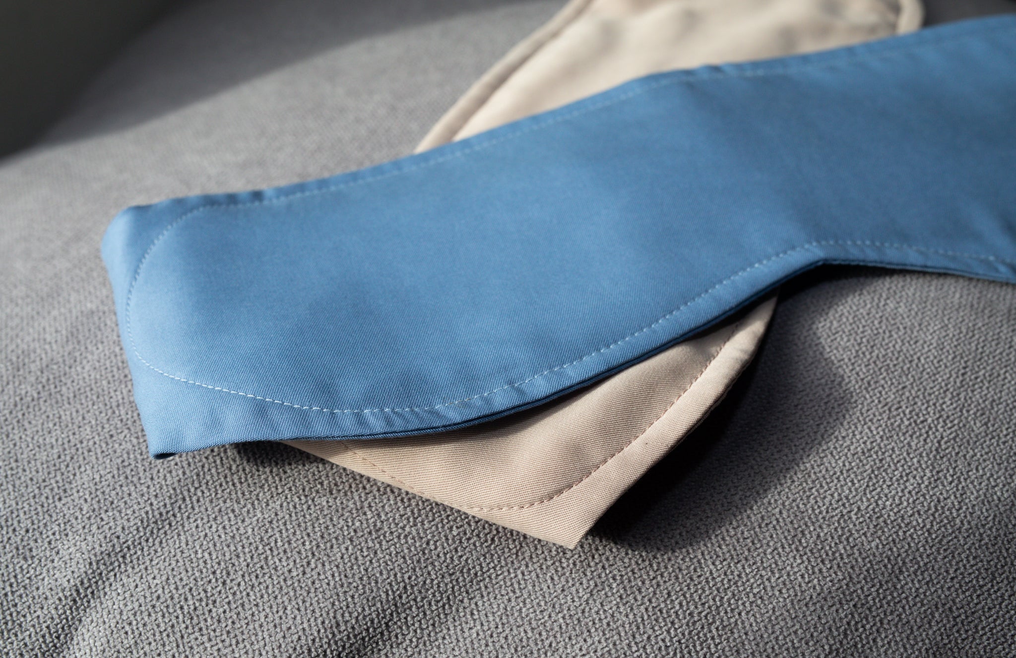 Cosy London sleep masks in Sky Blue and Dune —