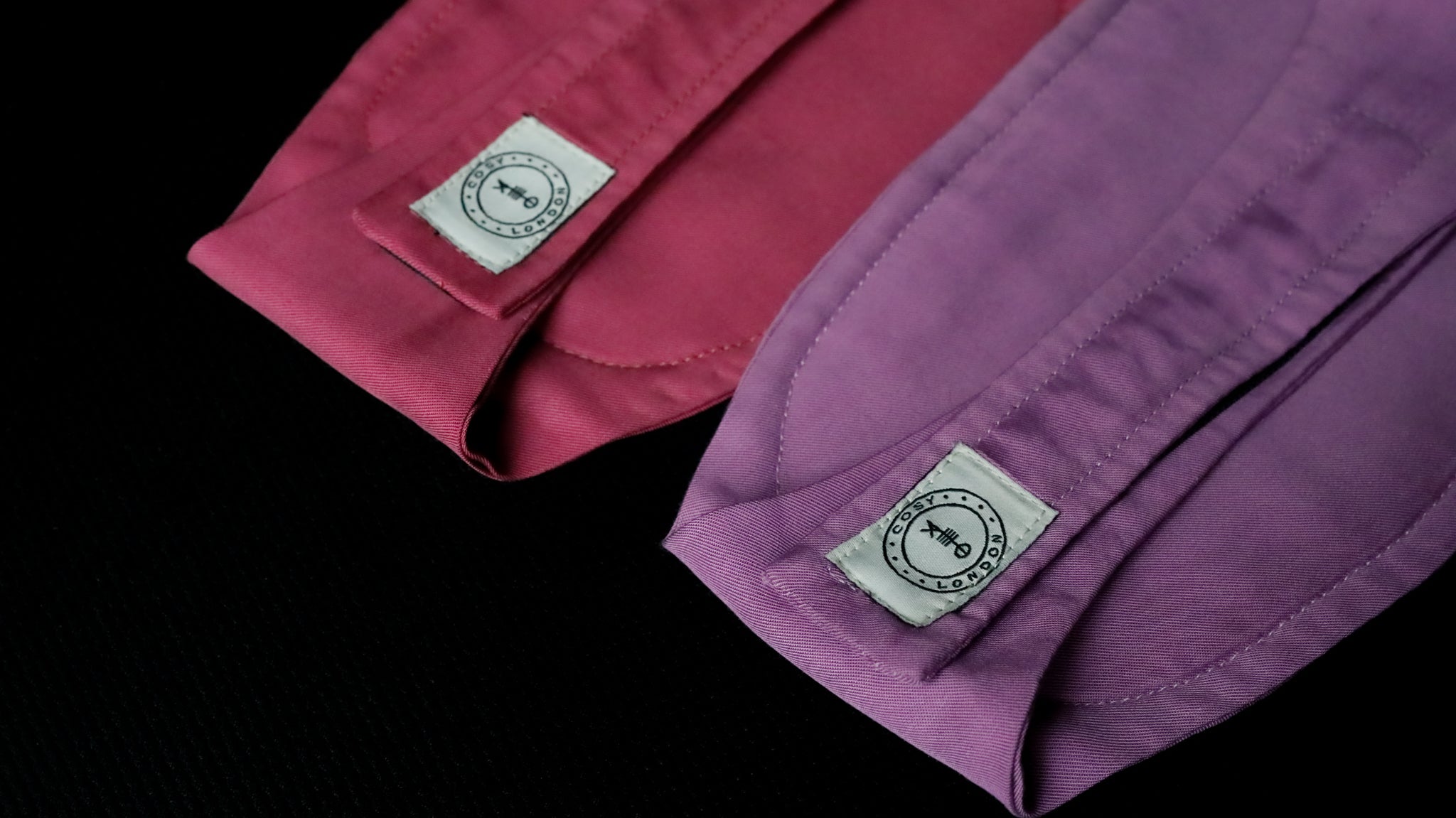 Cosy London sleep masks in Cerise Pink and Lavender —