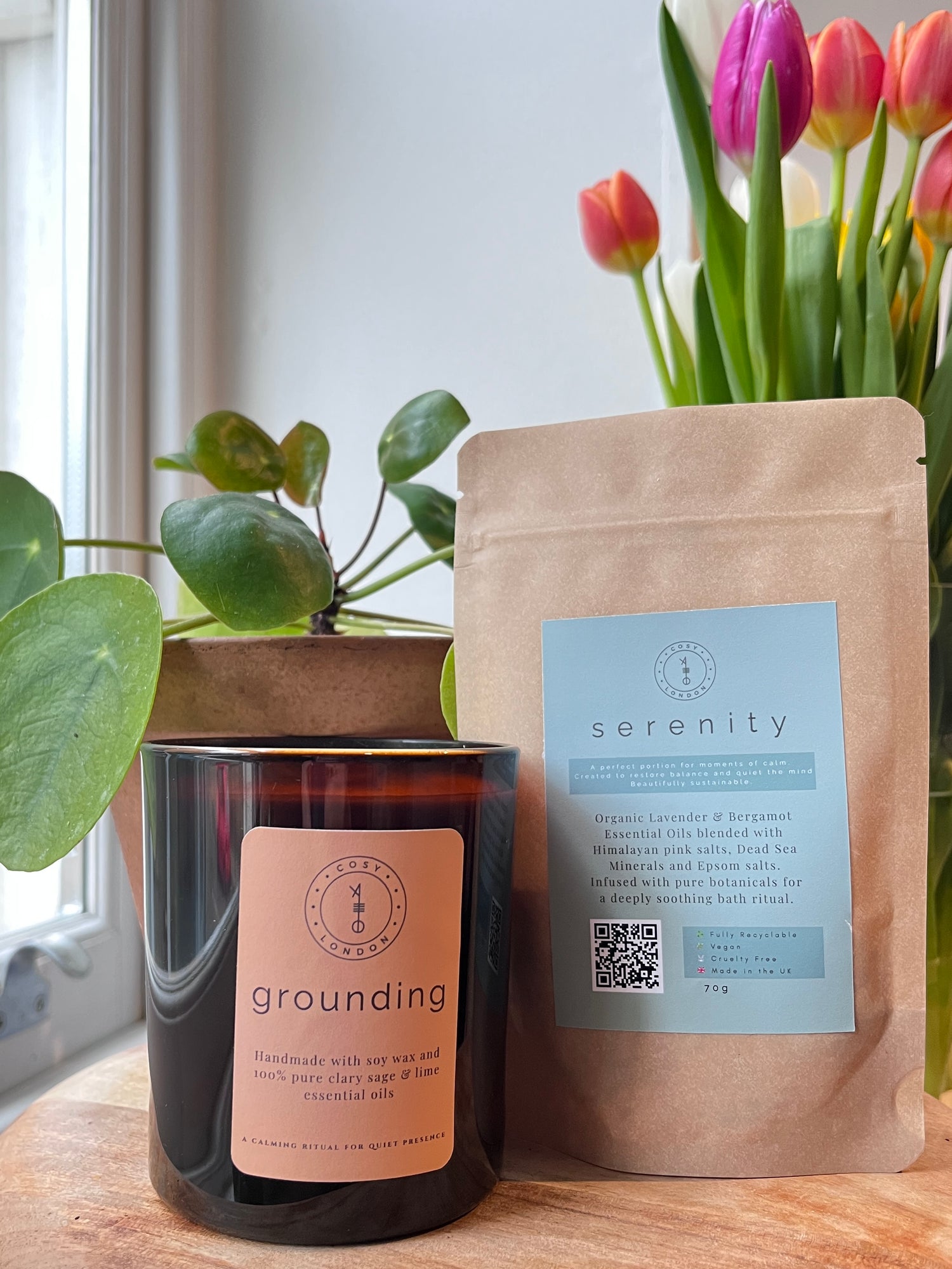 Grounding Evening Ritual Set | Clary Sage &amp; Lime Candle + Lavender Bath Salts