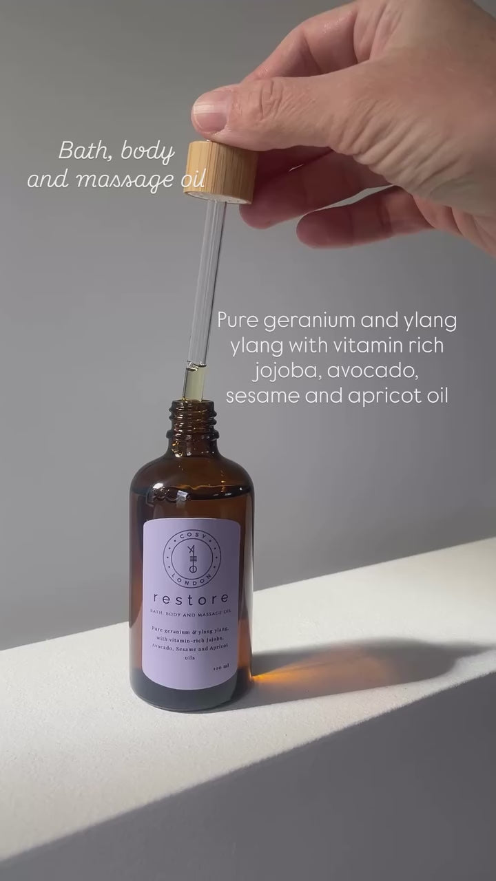 Restore Organic Body, Massage &amp; Bath Oil with Geranium &amp; Ylang Ylang